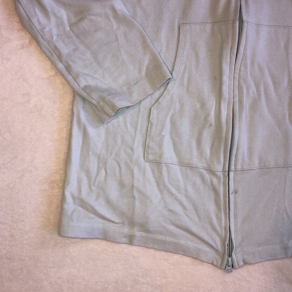 Eileen Fisher Organic Cotton Light Blue Quarter Sleeve Hoodie Zip-up Sweatshirt - Picture 3 of 6
